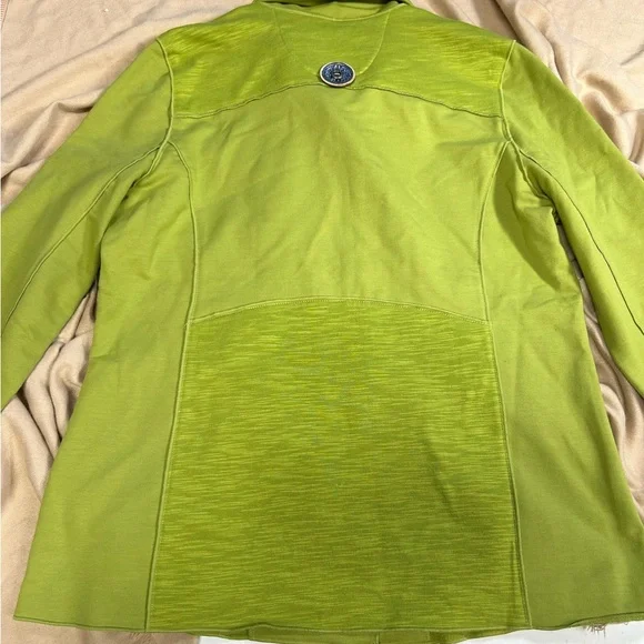 Neon Buddha Lg Jersey Cotton Blend Stretch Artsy BOHO Lg Buttons Raw Edges Large - Picture 4 of 4